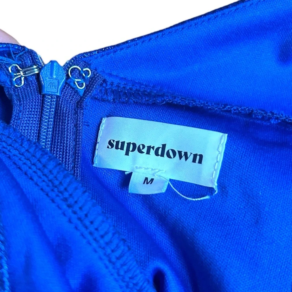 Superdown Claudette Cutout Blue Metallic Mini Dress Size Medium NWOT - Picture 12 of 14